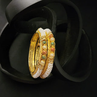 Pamela Multicolour Gold Bangles (Pair) (2.6, 2.8)