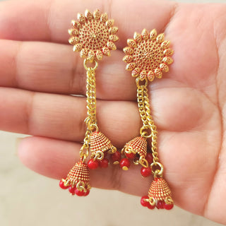 Penny Red Gold Finish Earrings