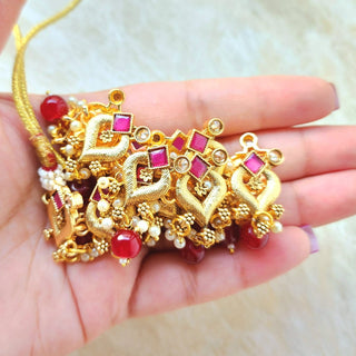 Phoebe Red Polki 22k Gold Plated Necklace Set