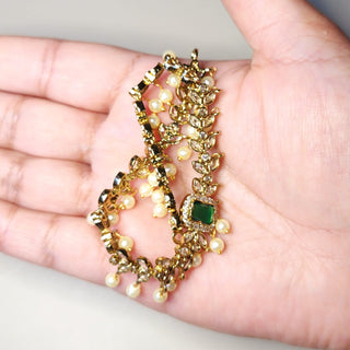 Pihu Green CZ Diamond Simulant Necklace Set