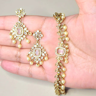 Pihu Pink CZ Diamond Simulant Necklace Set