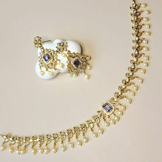 Pihu Purple CZ Diamond Simulant Necklace Set