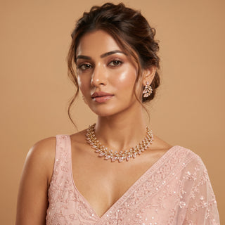 Zara Pink CZ Diamond Simulant Necklace Set