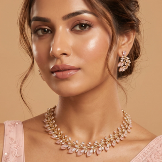 Zara Pink CZ Diamond Simulant Necklace Set