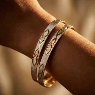 Quinn 22k Gold & Silver Bangle Set (Pair) (2.4, 2.6, 2.8 & 2.10)