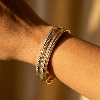 Quintella 22k Gold & Silver Bangle Set (Pair) (2.4, 2.6, 2.8 & 2.10)