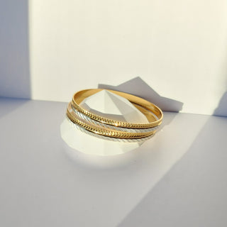 Quintella 22k Gold & Silver Bangle Set (Pair) (2.4, 2.6, 2.8 & 2.10)