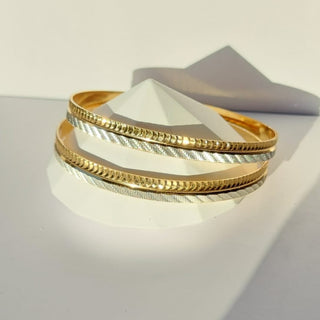 Quintella 22k Gold & Silver Bangle Set (Pair) (2.4, 2.6, 2.8 & 2.10)