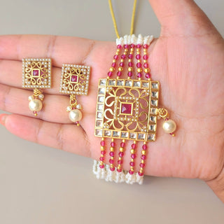 Rachel Pink Kundan Choker Set