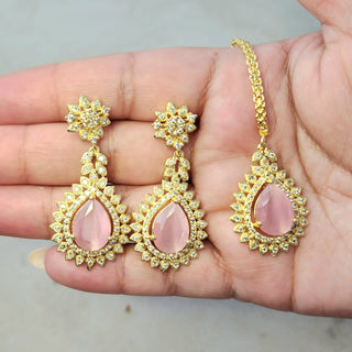 Ramona Pink Gold Finish Diamond Simulant Necklace Set