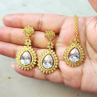 Ramona White Gold Finish Diamond Simulant Necklace Set