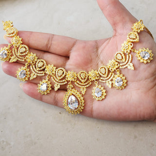 Ramona White Gold Finish Diamond Simulant Necklace Set