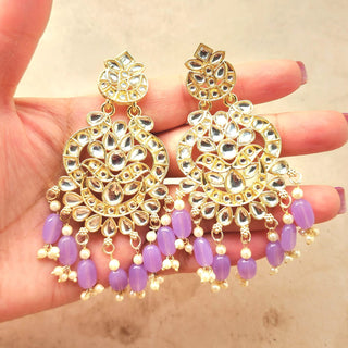 Rebecca Lavender Purple Kundan Necklace Set with Tikka