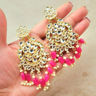 Rebecca Pink Kundan Necklace Set with Tikka