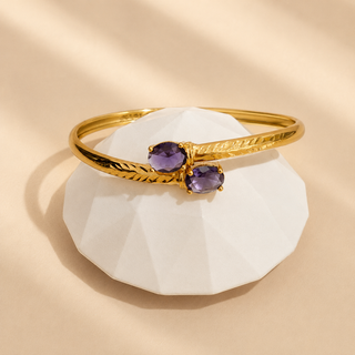 Rebekah Openable Multicolour Gold Finish Bangle (Single) (Fits 2.4 to 2.8 comfortably)