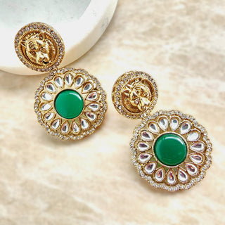 Ria Sabyasachi Inspired Green Kundan Earrings