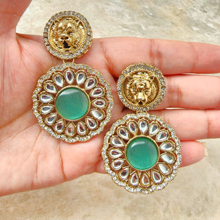 Ria Sabyasachi Inspired Mint Green Kundan Earrings