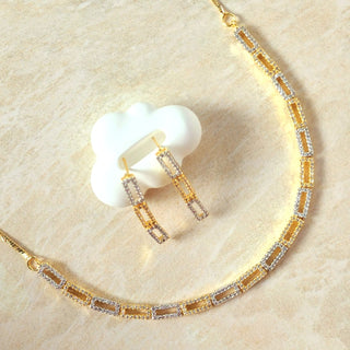 Riley Gold Dual Toned Diamond Simulant Necklace Set