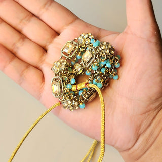 Rochelle Light Blue Choker Necklace Set with Tikka