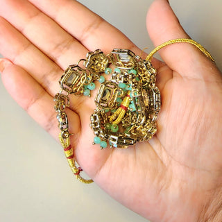 Rochelle Mint Green Choker Necklace Set with Tikka