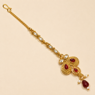 Rosetta Ruby Red Kemp Maang Tikka