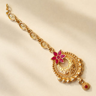 Rowena Ruby Red Kemp Maang Tikka
