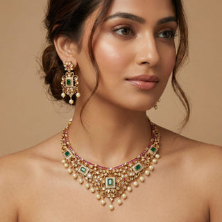 Ruth Kemp 20k Gold Plated Diamond Simulant Necklace Set- Luxury Collection