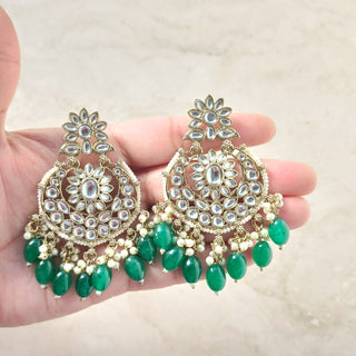 Ryleigh Green Kundan Necklace Set with Tikka and Passa