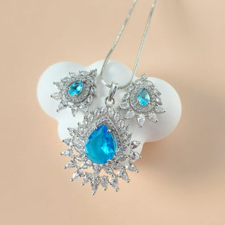 Sadie Light Blue CZ Diamond Simulant Pendant Set (Chain included)