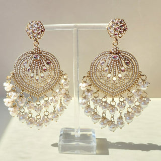 Saige White Kundan Earrings