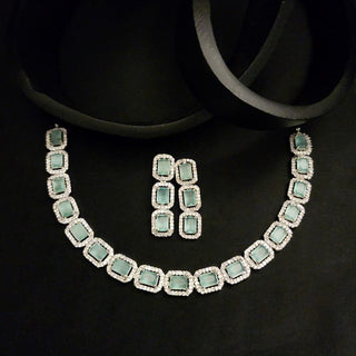 Samantha Mint Green CZ Diamond Simulant Necklace Set