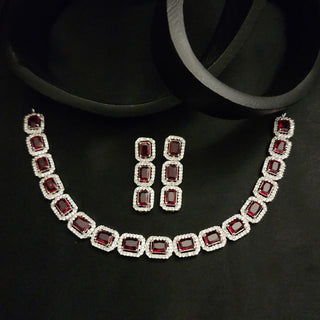 Samantha Red CZ Diamond Simulant Necklace Set