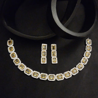 Samantha Yellow CZ Diamond Simulant Necklace Set