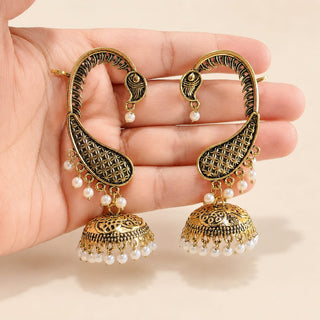 Samara White Lightweight & Easy to Wear Ear Cuff Earrings