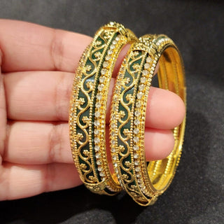 Sara Green Gold Bangles (Pair) (2.6, 2.8)
