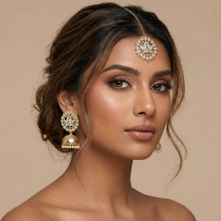 Sarah Gold Mirror Jhumka Tikka Set