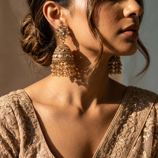 Sasha Gold Jhumka Polki Earrings