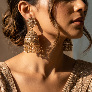 Sasha Gold Jhumka Polki Earrings