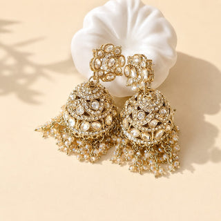 Sasha Gold Jhumka Polki Earrings