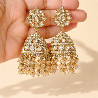 Sasha Gold Jhumka Polki Earrings