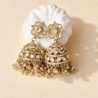 Sasha Gold Jhumka Polki Earrings