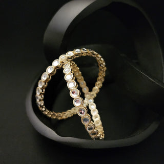 Shelby White Kundan Bangles (Pair) (2.4, 2.6, 2.8, 2.10)