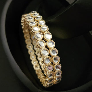 Shelby White Kundan Bangles (Pair) (2.4, 2.6, 2.8, 2.10)
