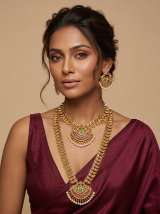 Sienna Kemp Multicolour Long and Short Peacock Necklace Set