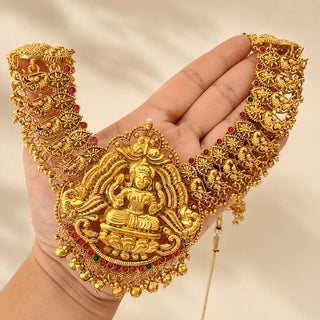 Sienna Kemp Multicolour Temple Jhumka Long Necklace Set