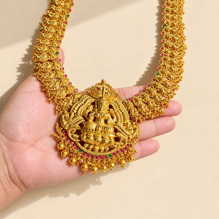 Sienna Kemp Multicolour Temple Jhumka Long Necklace Set