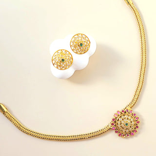 Sienna Multicolour Gold Pendant CZ Diamond Simulant Necklace Set