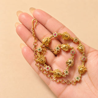 Tahira Multicolour Temple (Lord Ganesh) CZ Diamond Simulant Necklace Set