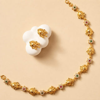 Tahira Multicolour Temple (Lord Ganesh) CZ Diamond Simulant Necklace Set