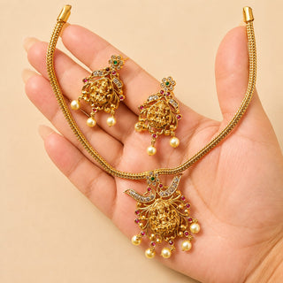 Tahlia Multicolour Temple Diamond Simulant Pendant Necklace Set